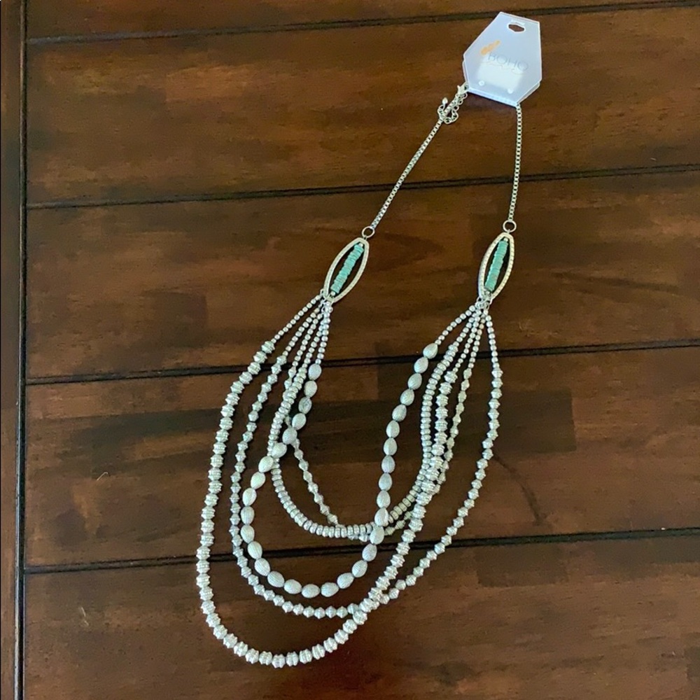 Silver and turquoise multi-tier necklace
